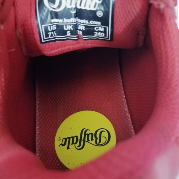 SOLD Buffalo Size 7.5 Corin Chunky Platform Sneakers Red Disruptors Thick Sole - Picture 8 of 9